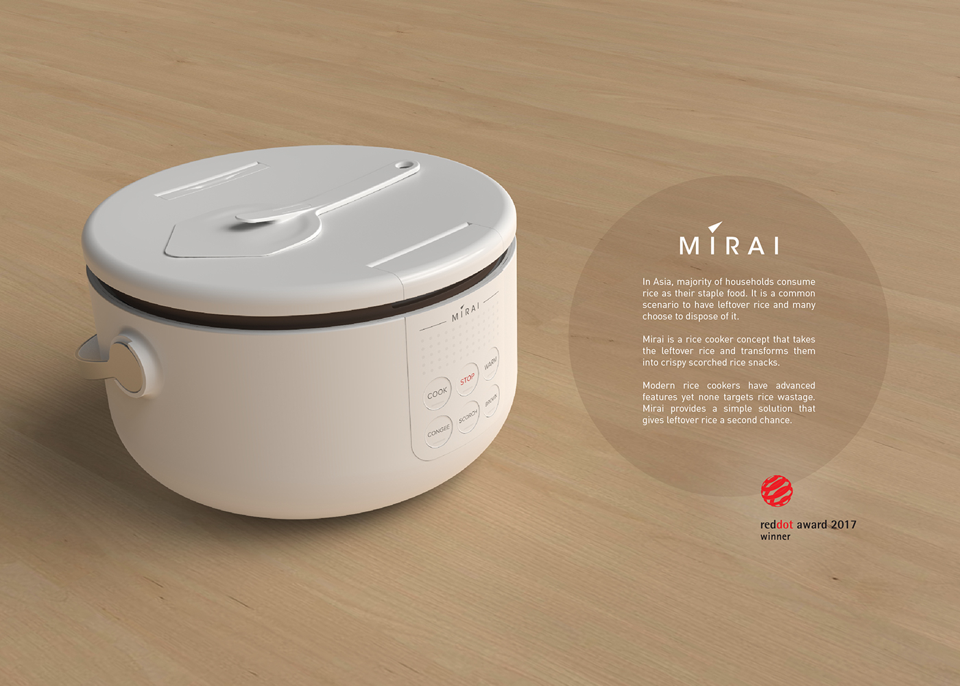 Red dot award，kitchenware，rice cooker，Mirai，2017 red dot，