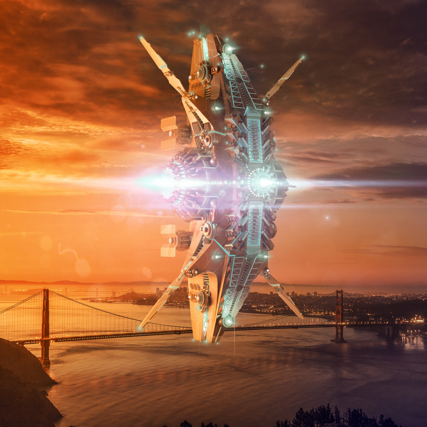 science fiction，arrival，Alien Ship ，modeling，Render，