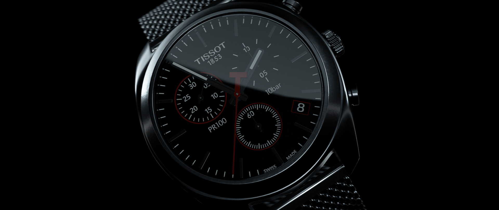 Tissot CGI，black，Wrist watch，3D modeling，