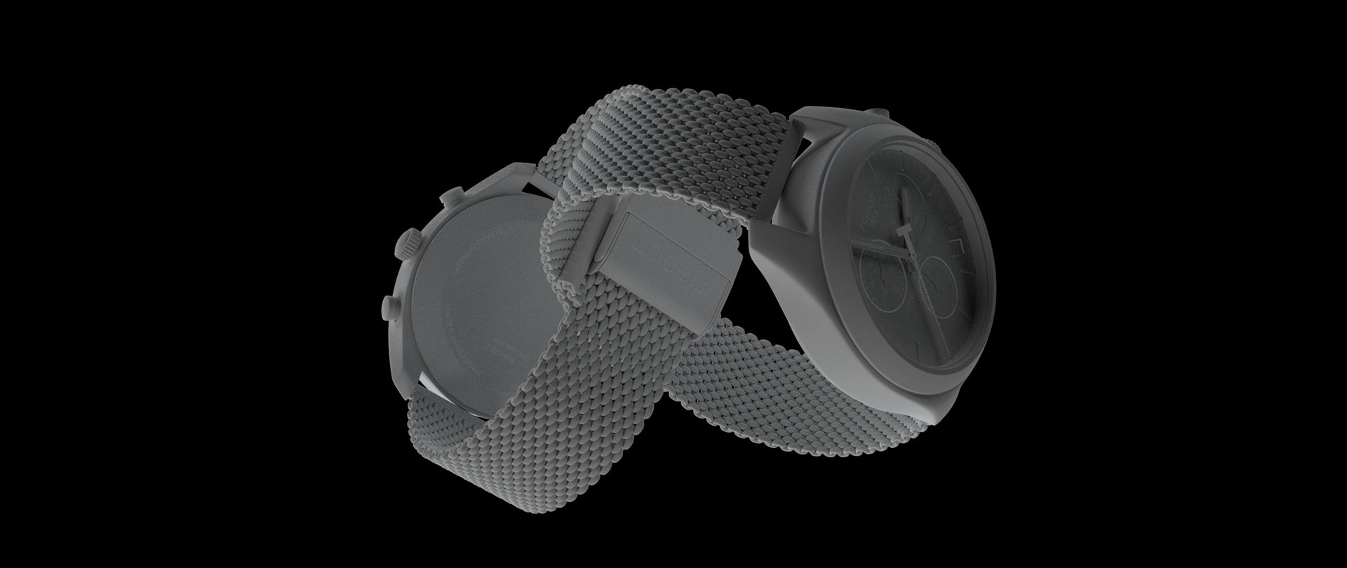 Tissot CGI，black，Wrist watch，3D modeling，