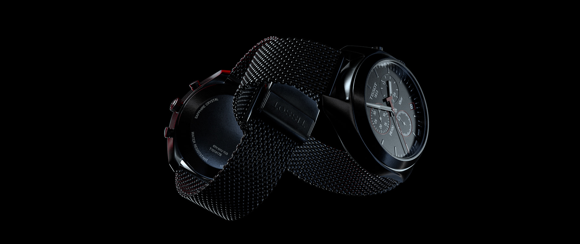 Tissot CGI，black，Wrist watch，3D modeling，