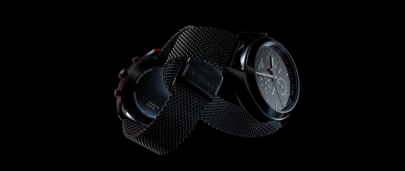 Tissot CGI，black，Wrist watch，3D modeling，
