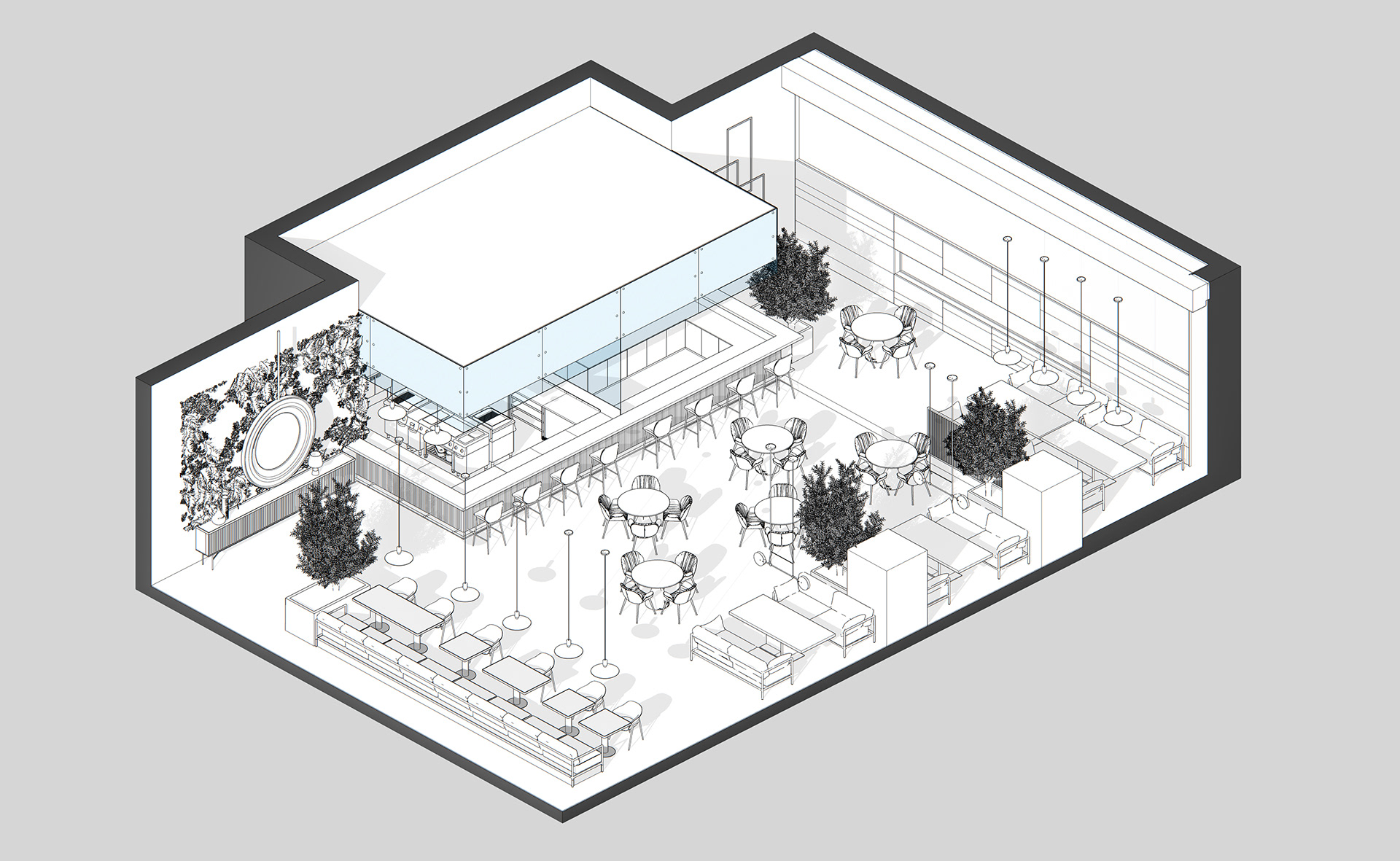 Interior design，decorate，restaurant，cafe，Leisure Area，ZrSiO4，