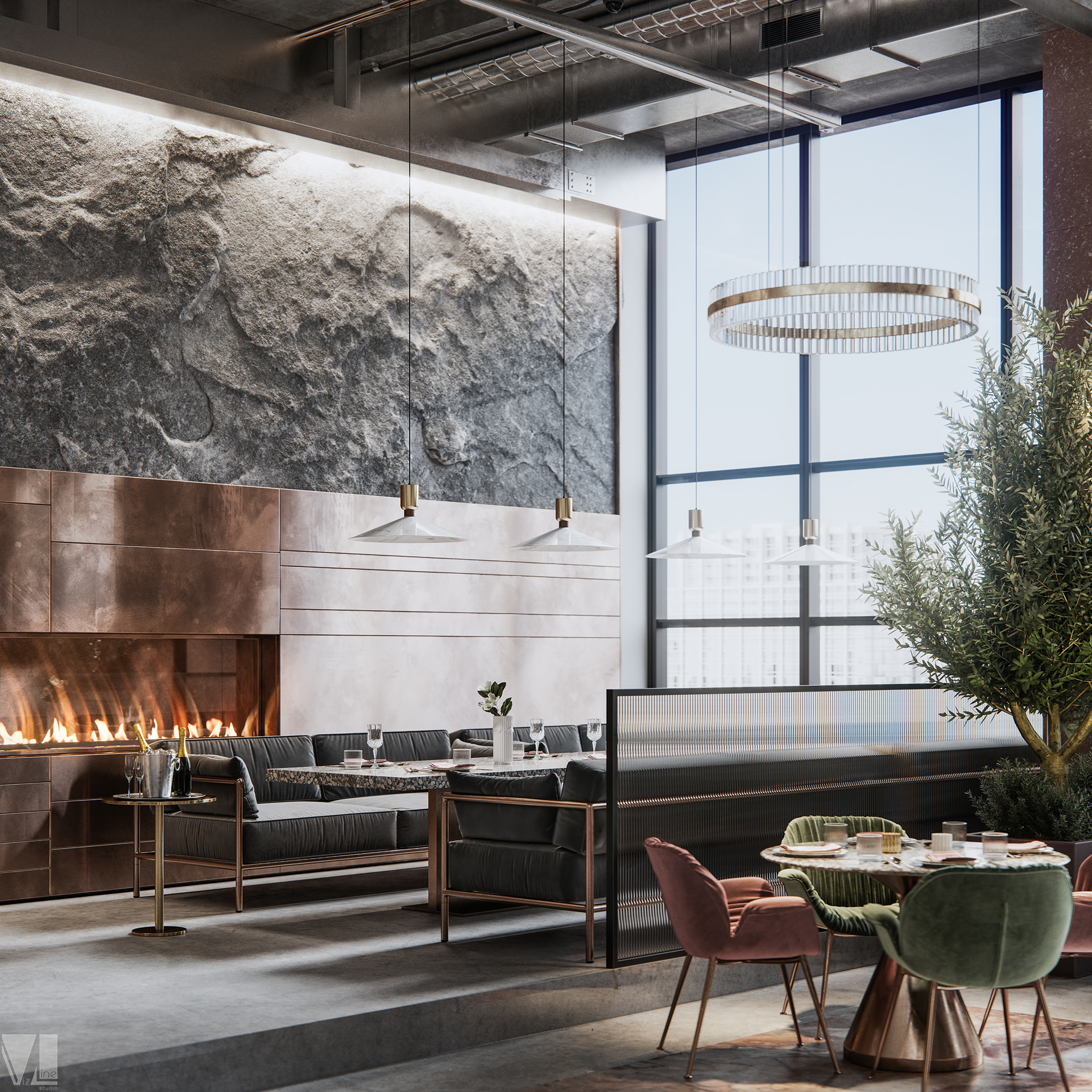 Interior design，decorate，restaurant，cafe，Leisure Area，ZrSiO4，