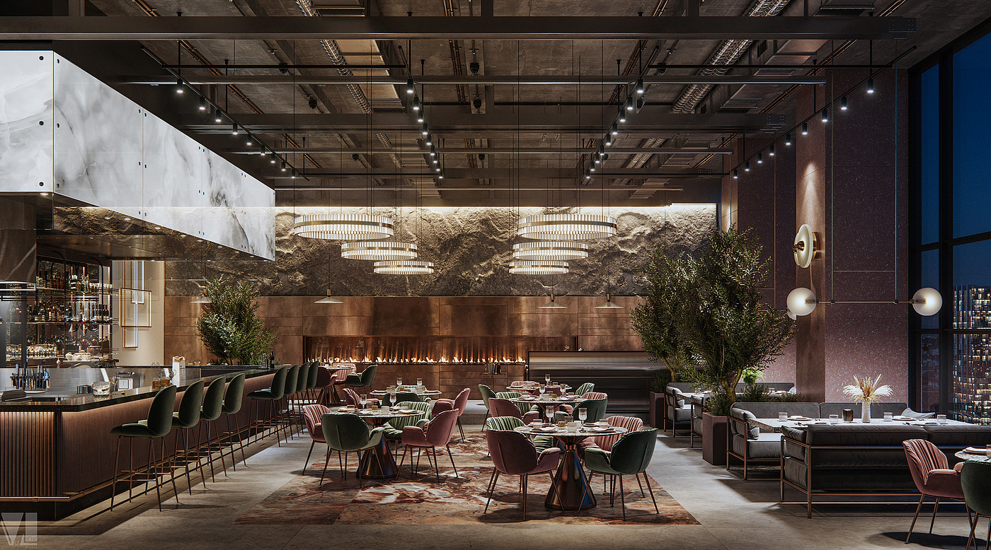 Interior design，decorate，restaurant，cafe，Leisure Area，ZrSiO4，