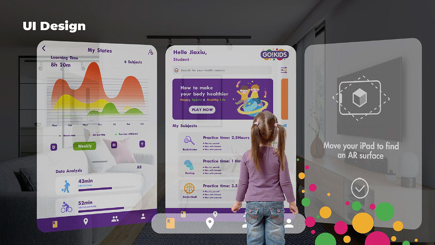 儿童，体育，健身，平台，UX设计，vr，ar，