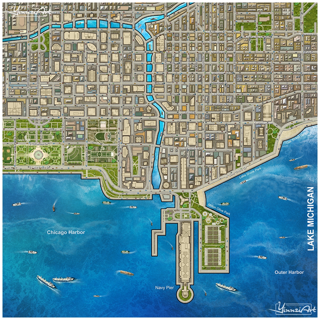 Illustration，Original painting，City illustration，Game original，poster，Map，Jigsaw puzzle，