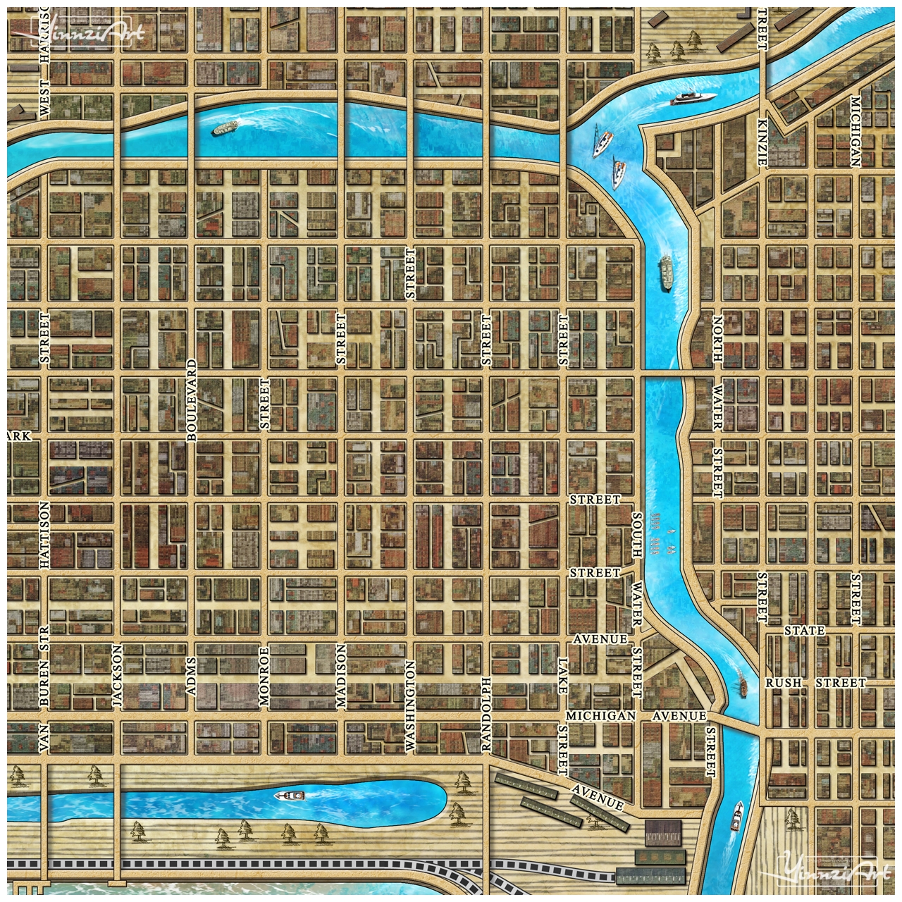 Illustration，Original painting，City illustration，Game original，poster，Map，Jigsaw puzzle，