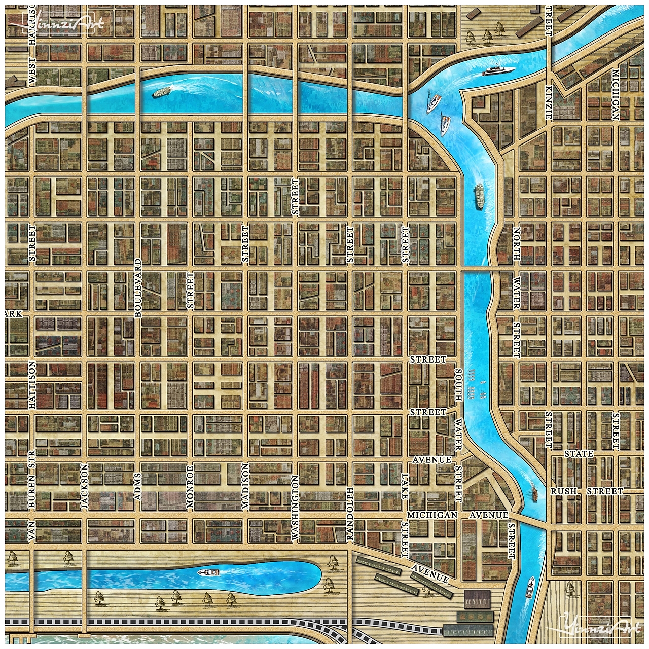 Illustration，Original painting，City illustration，Game original，poster，Map，Jigsaw puzzle，