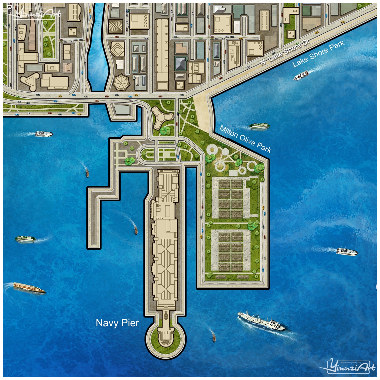 Illustration，Original painting，City illustration，Game original，poster，Map，Jigsaw puzzle，