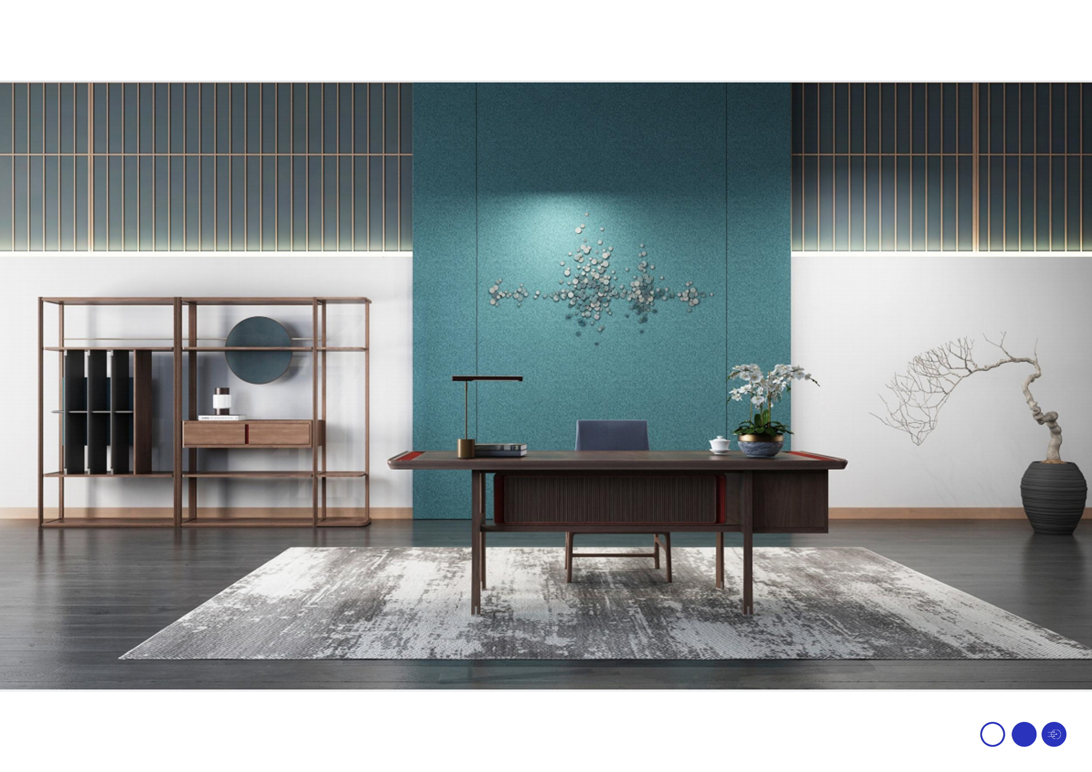 President Office，Office furniture ，Tea space，Meeting space，Solid wood platform，