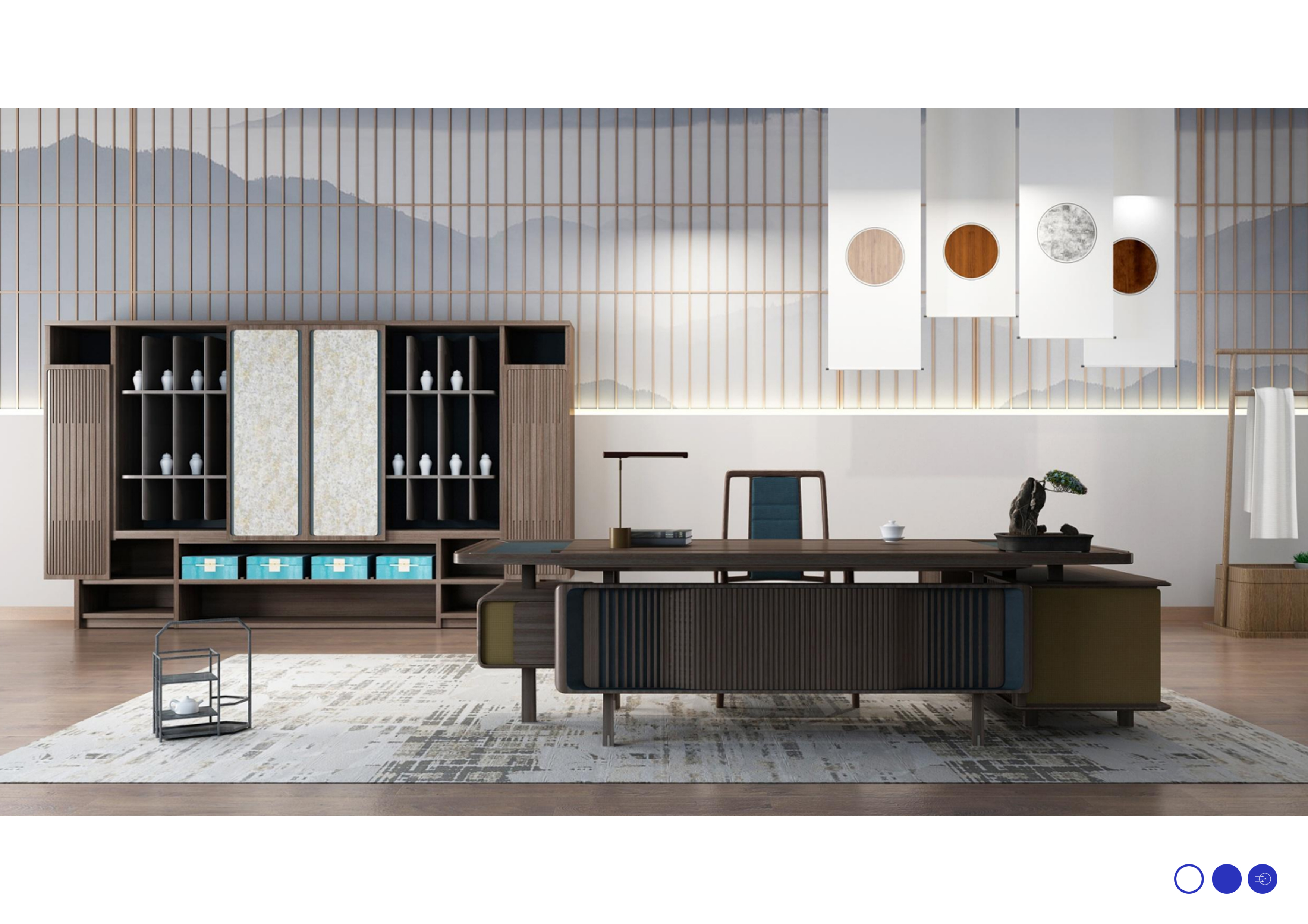 President Office，Office furniture ，Tea space，Meeting space，Solid wood platform，