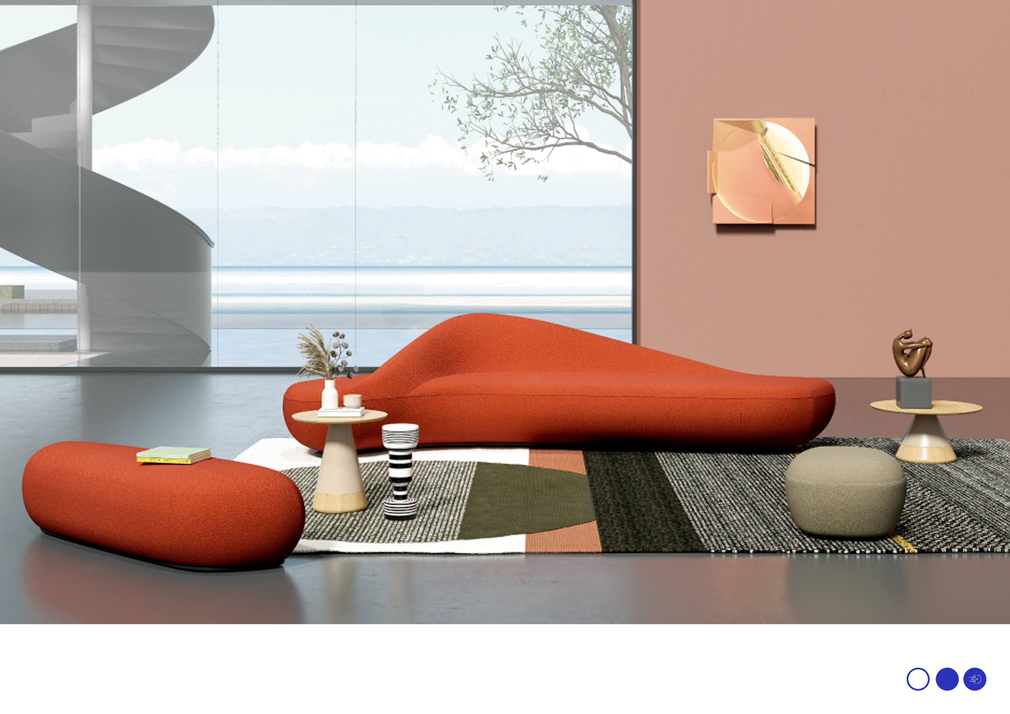 Office furniture ，Zaha Hadi，Large public sofa，Organic form，
