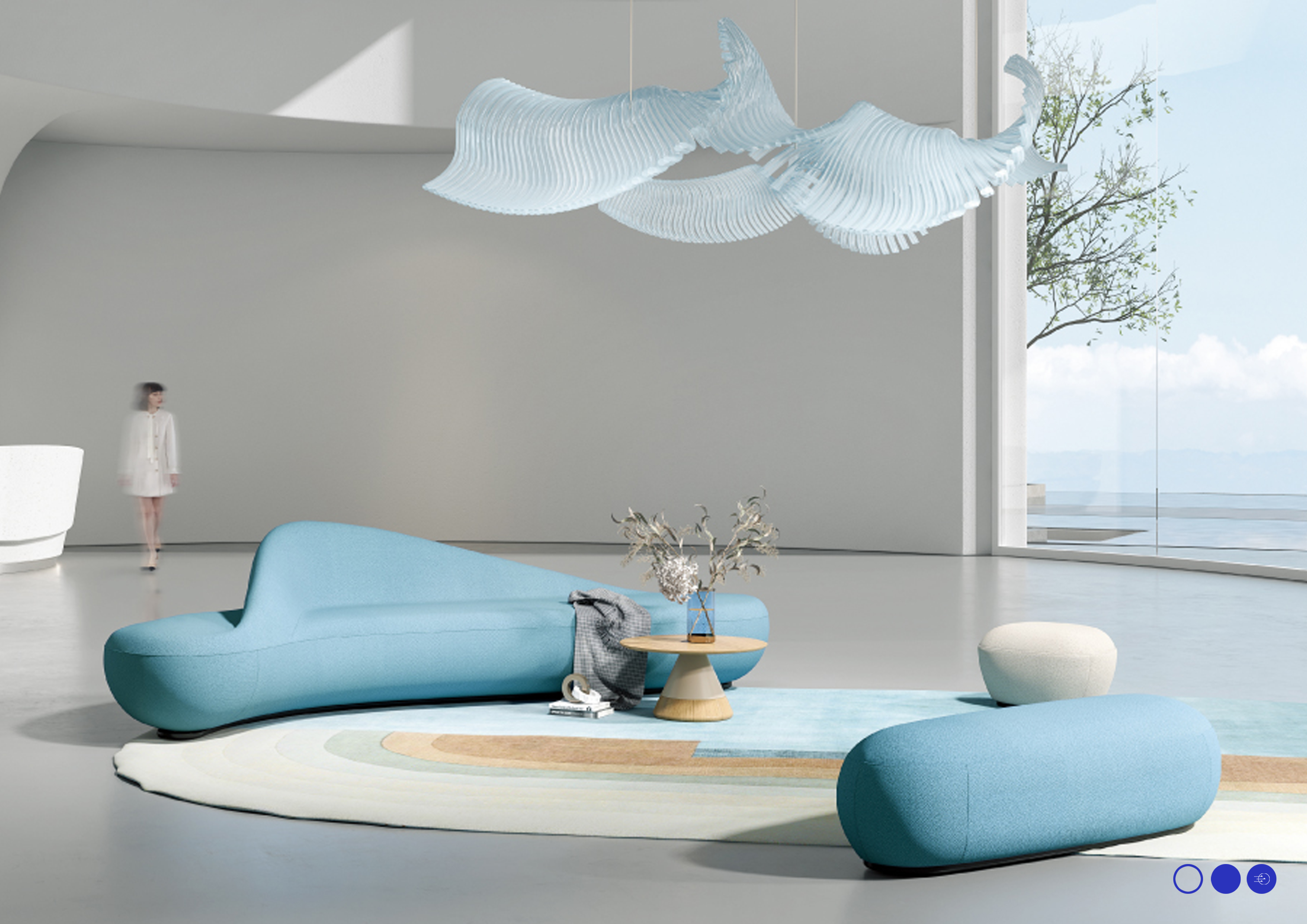 Office furniture ，Zaha Hadi，Large public sofa，Organic form，