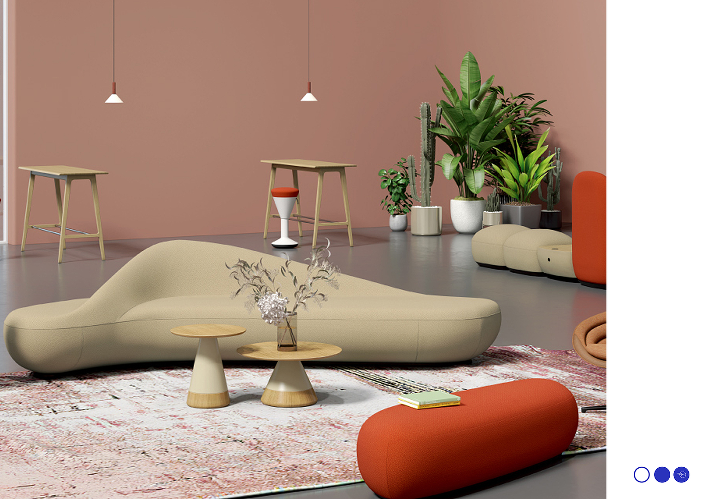 Office furniture ，Zaha Hadi，Large public sofa，Organic form，