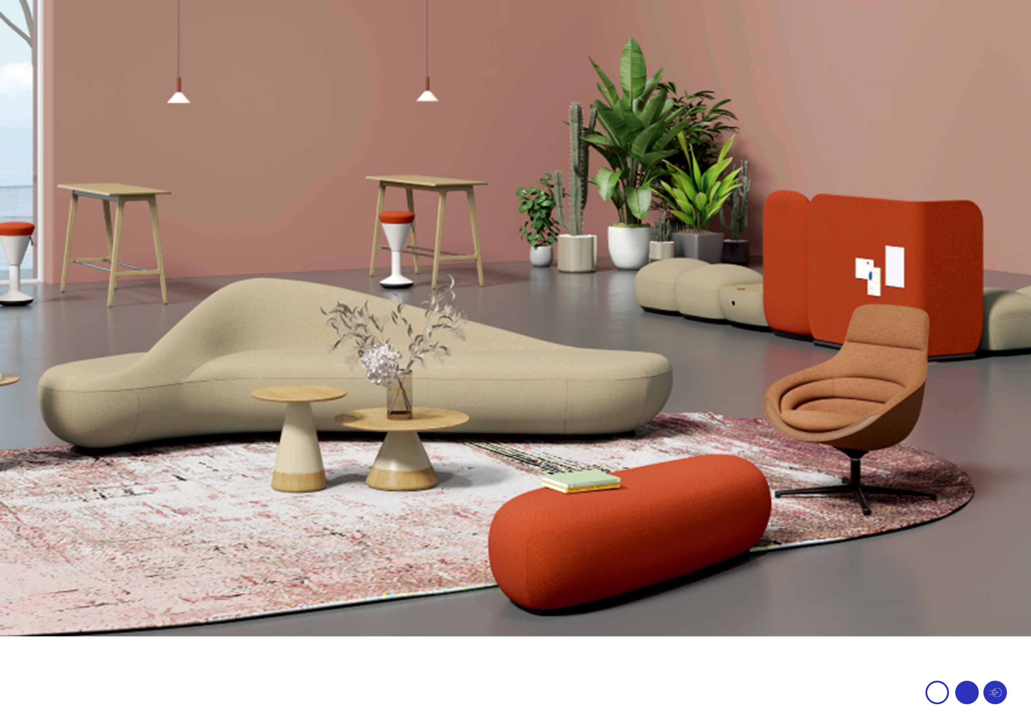 Office furniture ，Zaha Hadi，Large public sofa，Organic form，