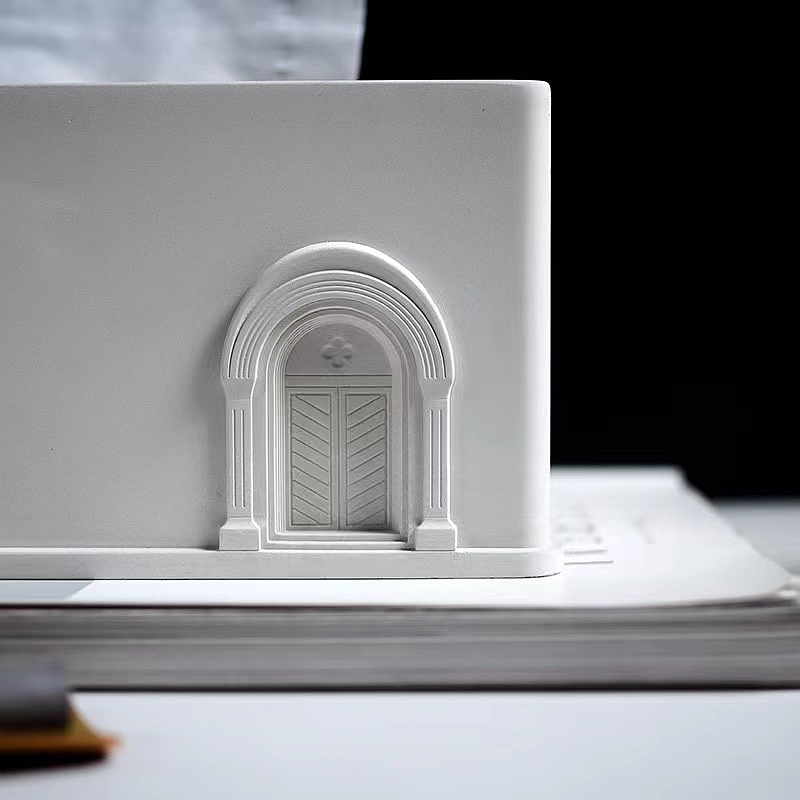 Cement tissue box，The other side，Retro architectural wind ornaments，Household practical ornaments，