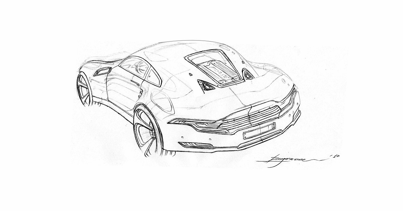 Line manuscript，automobile，high definition，Industrial hand drawing，