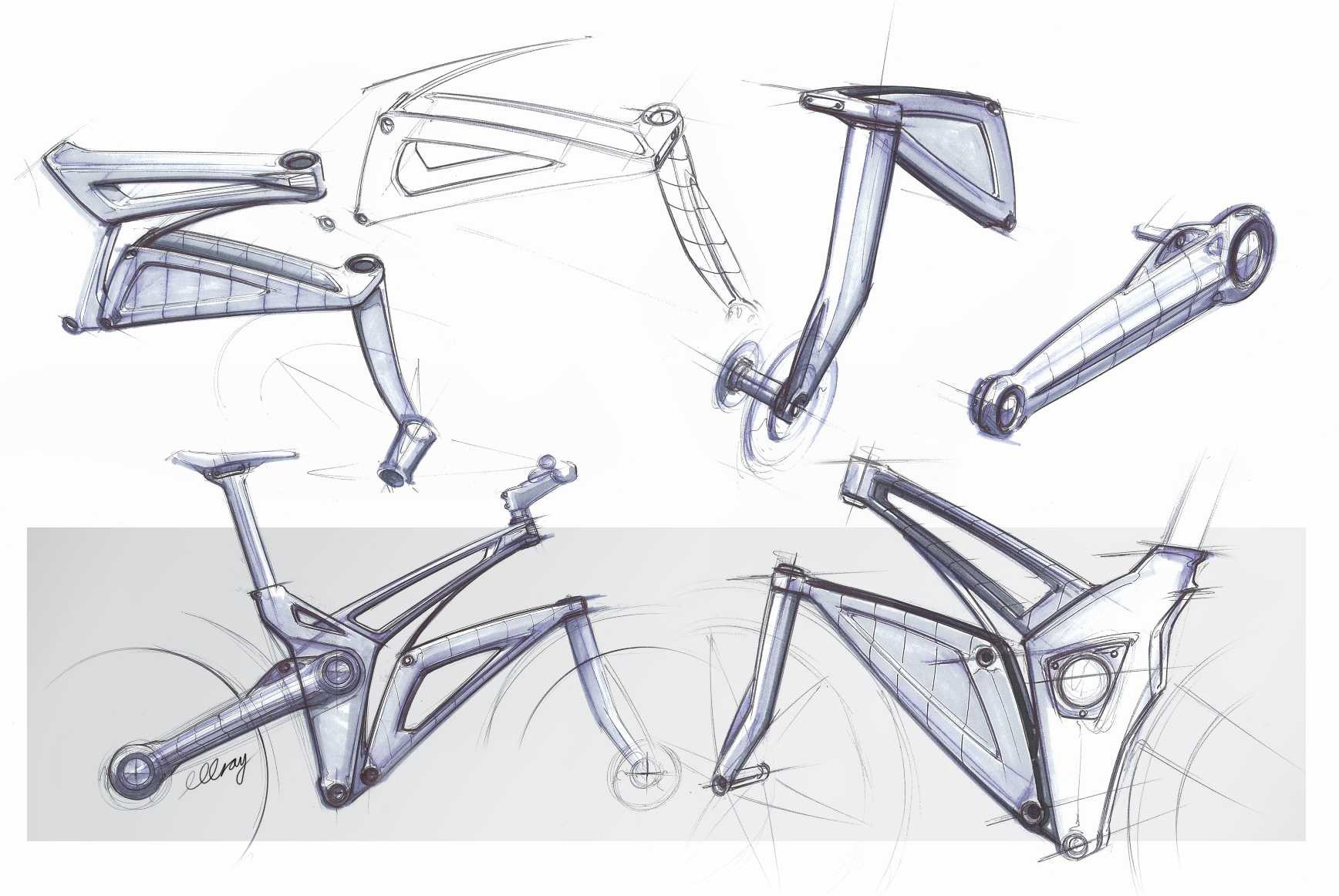 design scheme，Cross country bicycle，MAZDA XCM，Hand drawn manuscript，