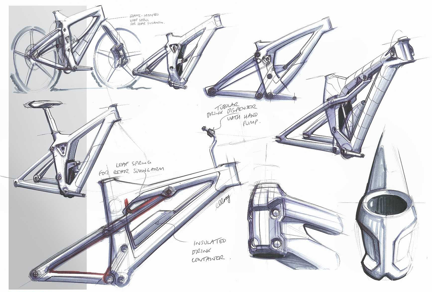 设计方案，越野自行车，MAZDA XCM，手绘稿，