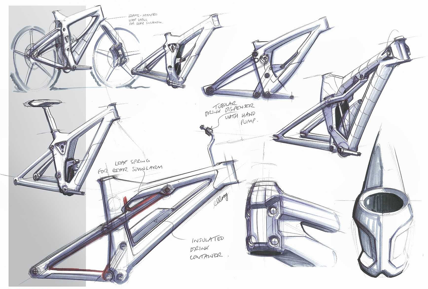 design scheme，Cross country bicycle，MAZDA XCM，Hand drawn manuscript，