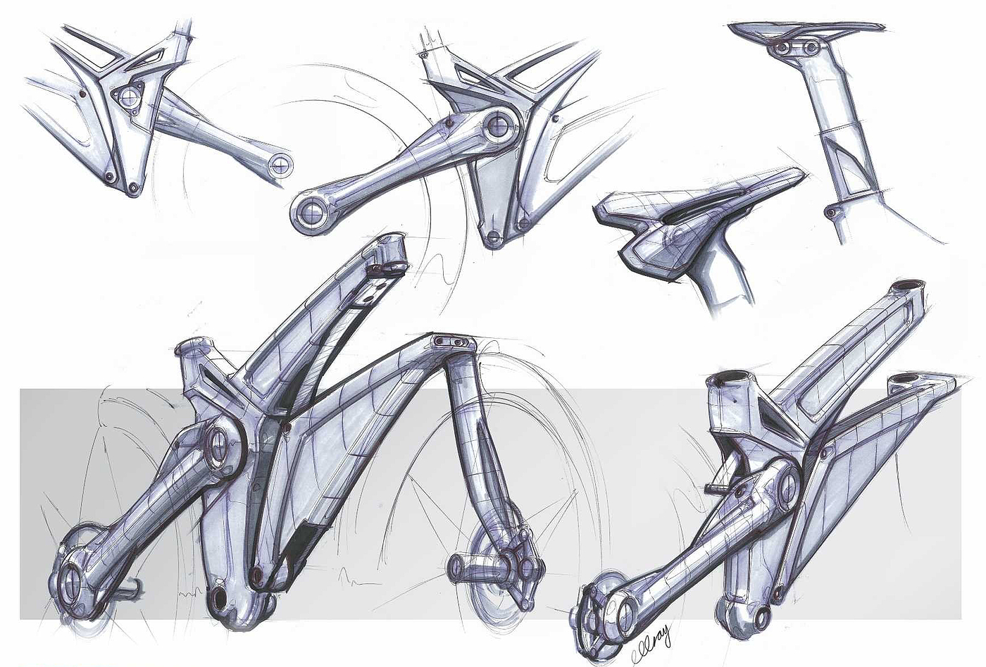 design scheme，Cross country bicycle，MAZDA XCM，Hand drawn manuscript，
