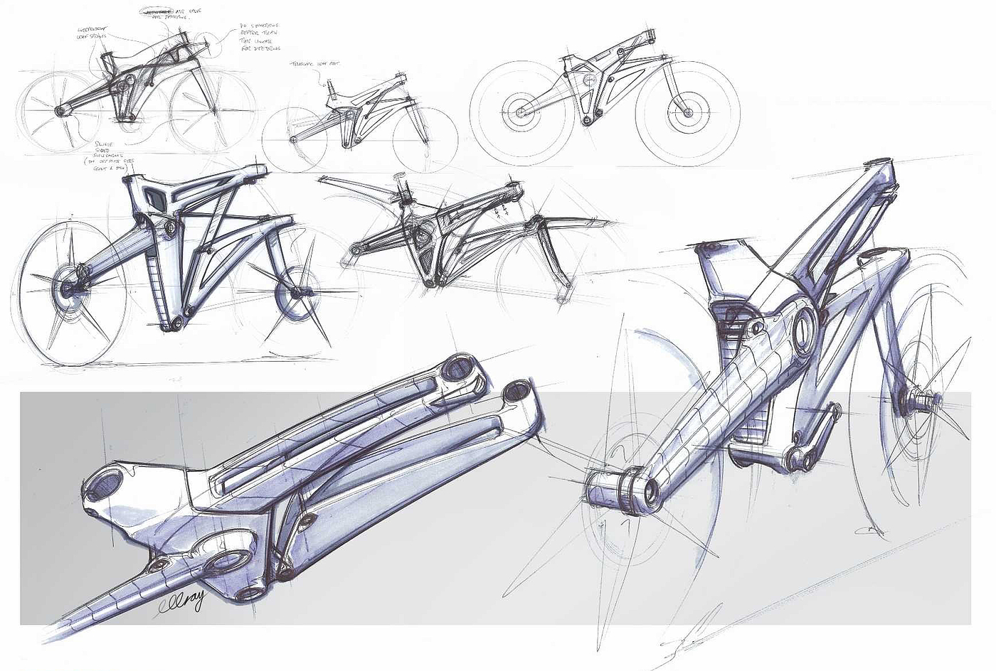 design scheme，Cross country bicycle，MAZDA XCM，Hand drawn manuscript，