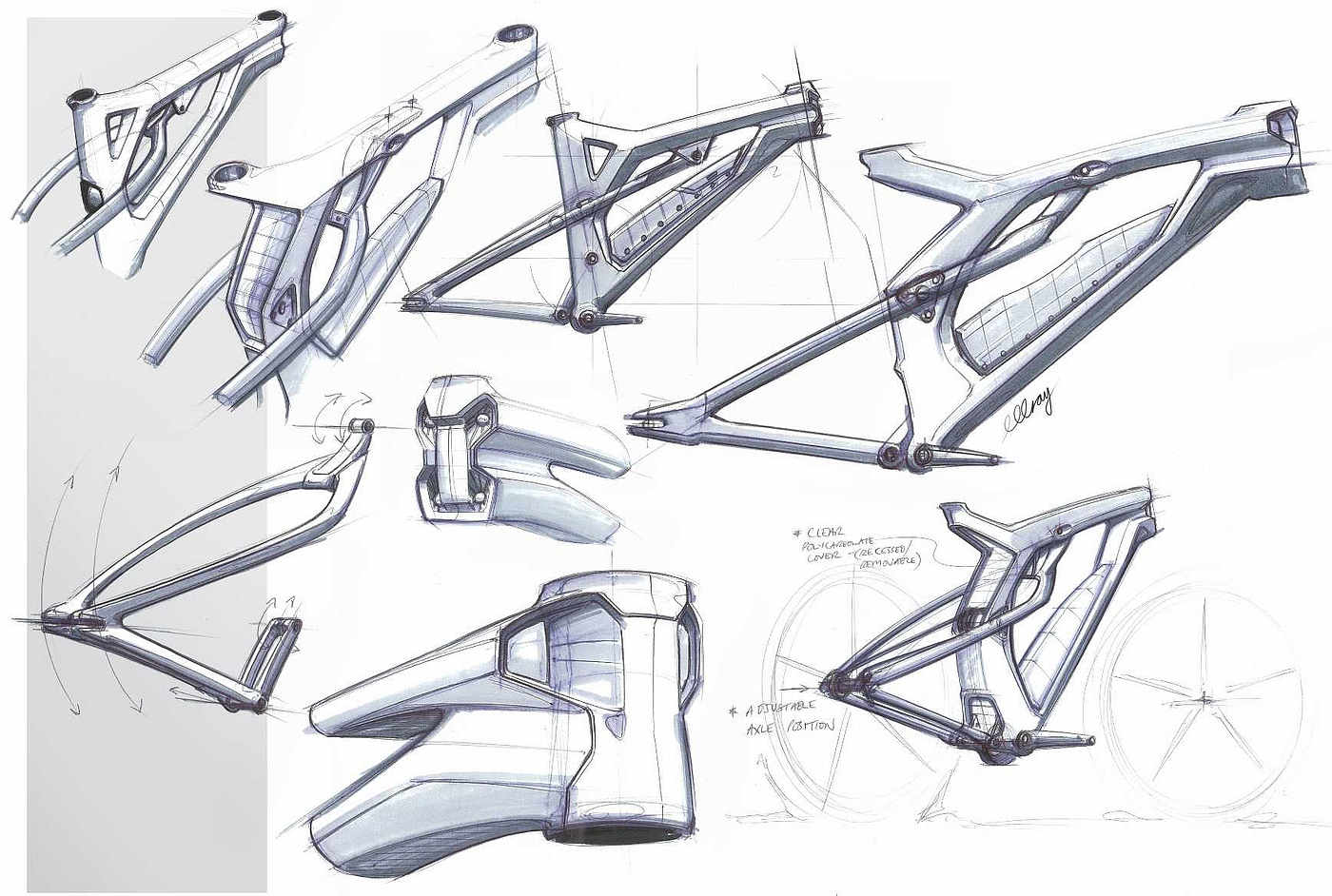 design scheme，Cross country bicycle，MAZDA XCM，Hand drawn manuscript，
