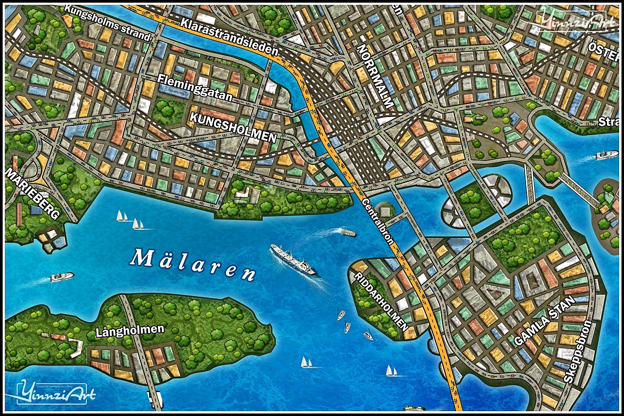 Illustration，Original painting，Game original，City illustration，Jigsaw puzzle，Map，poster，