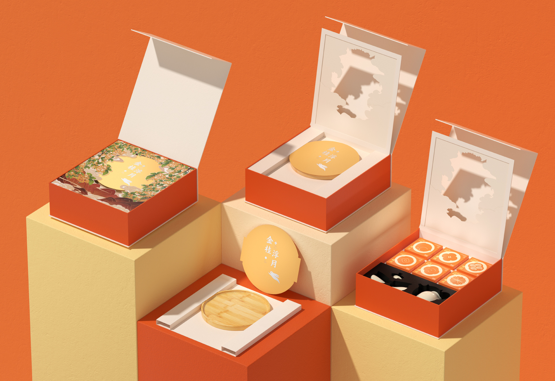 Gift design，Mid-autumn Festival，tea set，packing design，Incense，Moon Cake，