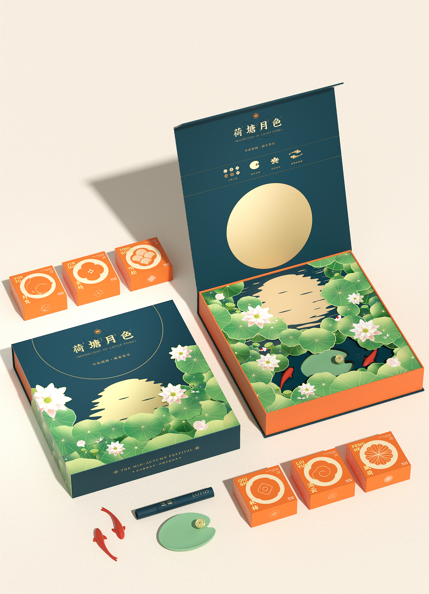 Gift design，Mid-autumn Festival，tea set，packing design，Incense，Moon Cake，