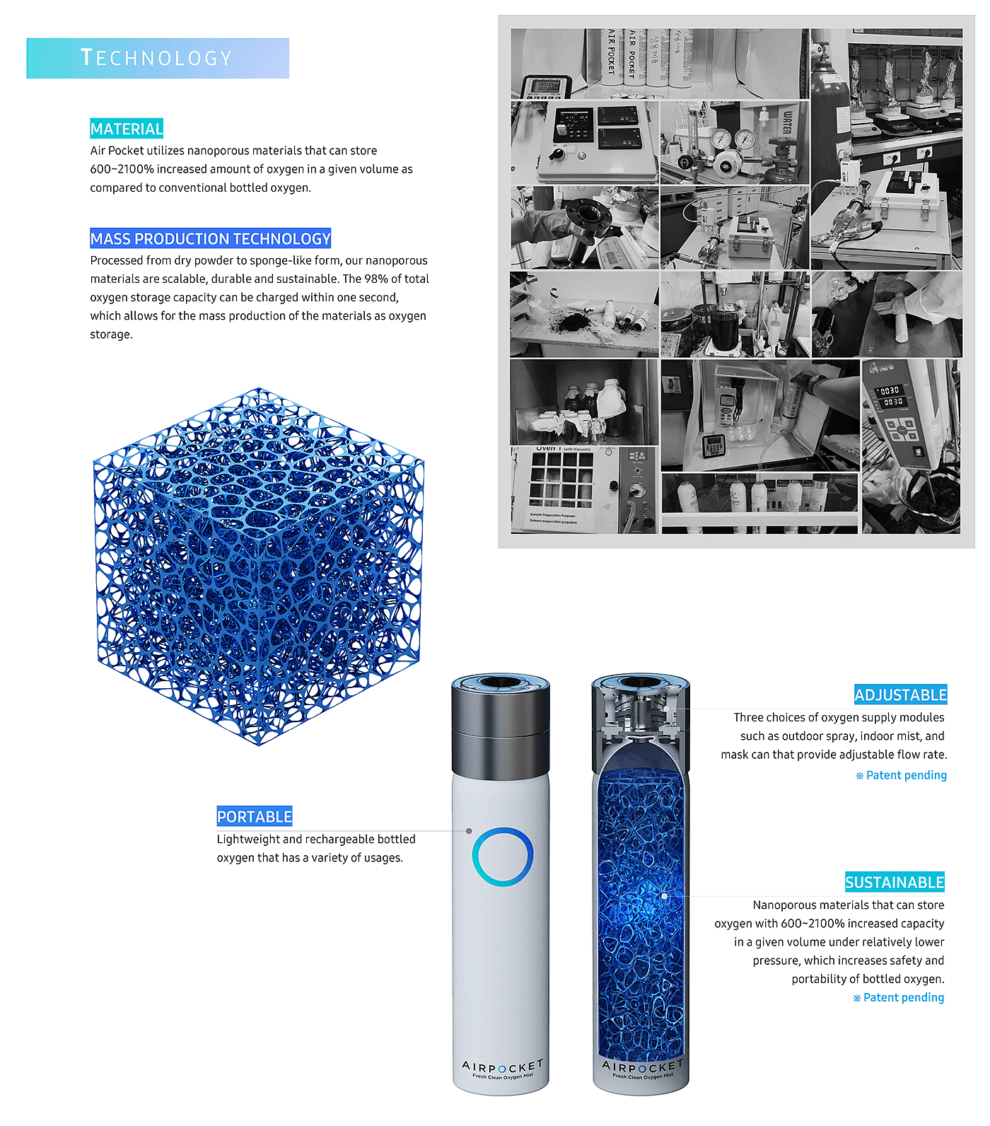 AIR POCKET，医疗保健，可穿戴，便携式，氧气口罩，