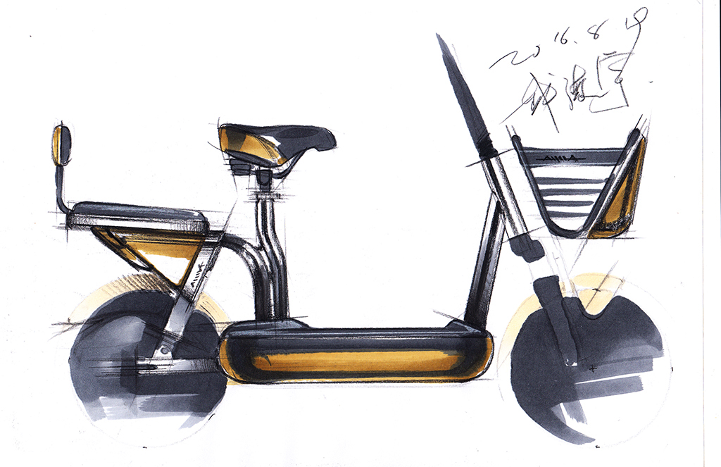 Hand drawn，vehicle，Bicycle，Scooter，Electric scooter，