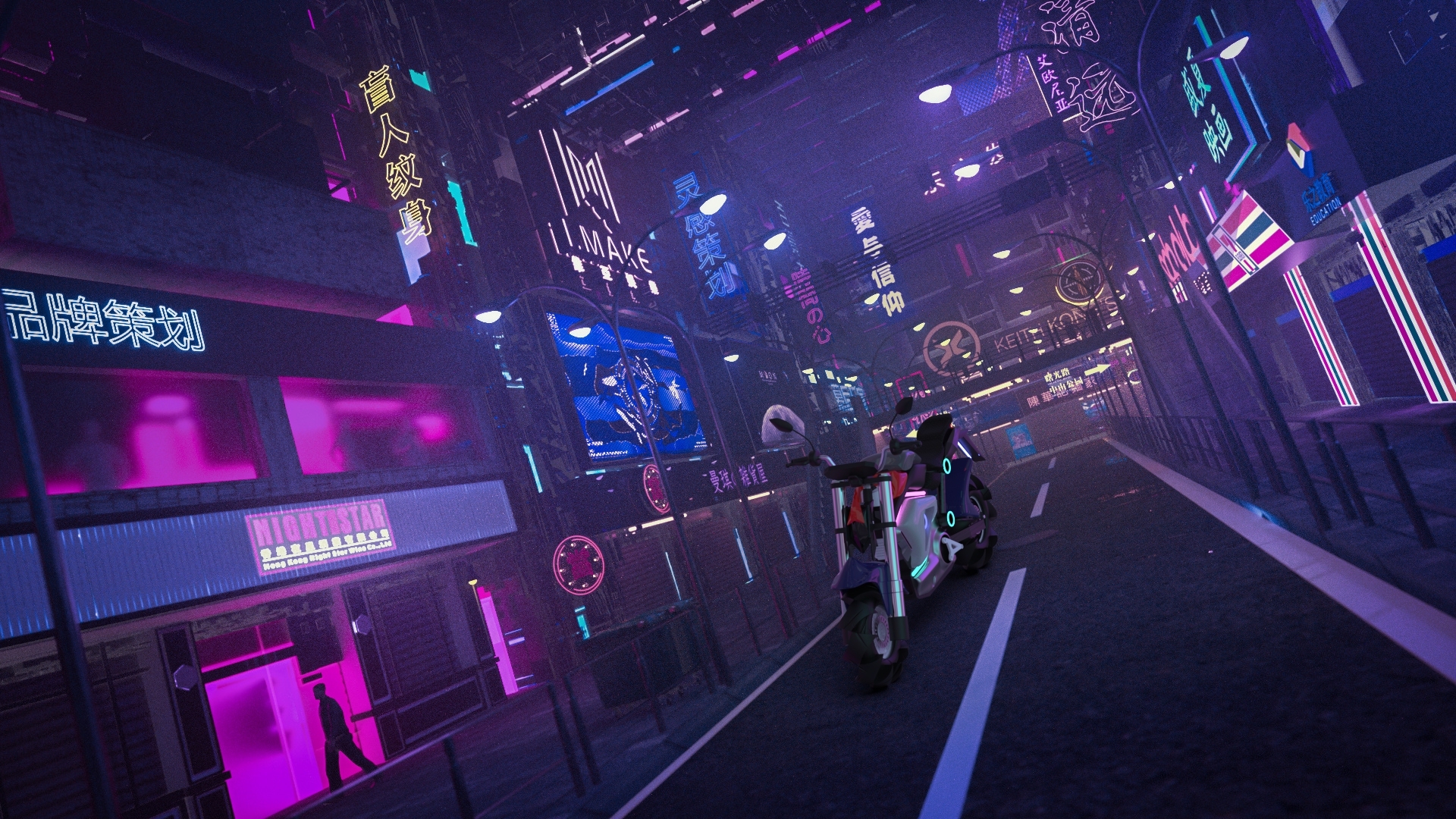 Cyberpunk，motorcycle，