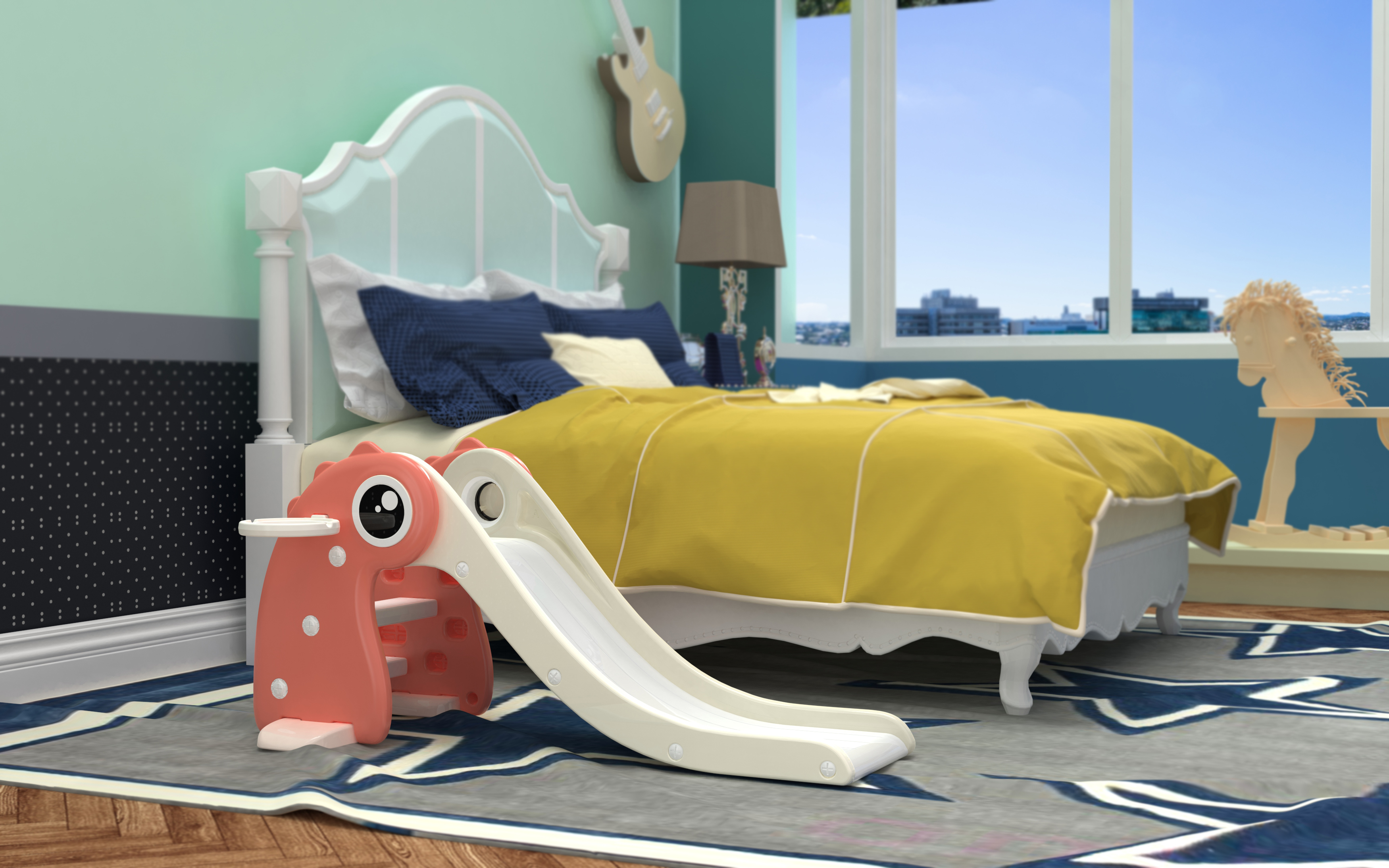 小怪兽儿童折叠滑梯设计