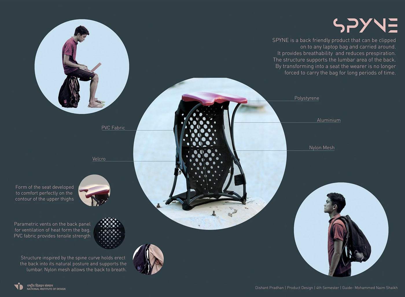 Spyne，Cool red，Portable，chair，