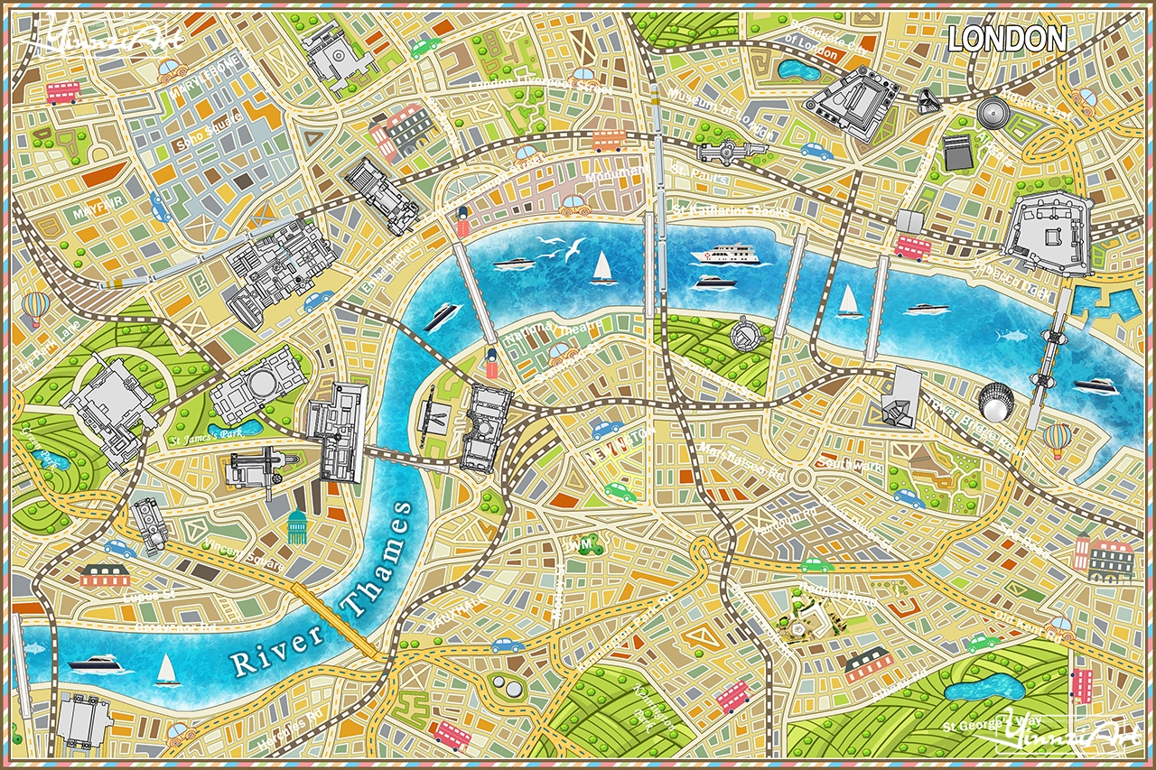 Illustration，Original painting，Map，Jigsaw puzzle，Game original，City illustration，poster，