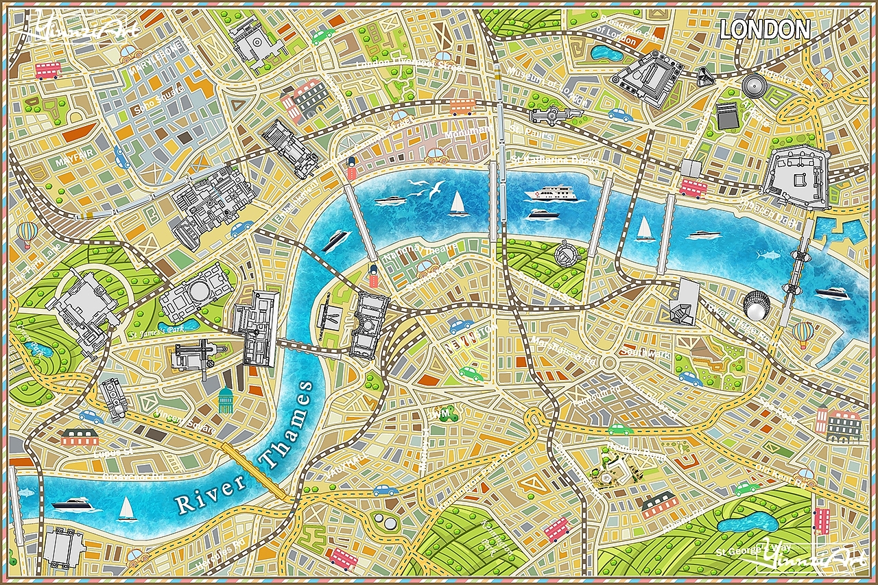 Illustration，Original painting，Map，Jigsaw puzzle，Game original，City illustration，poster，