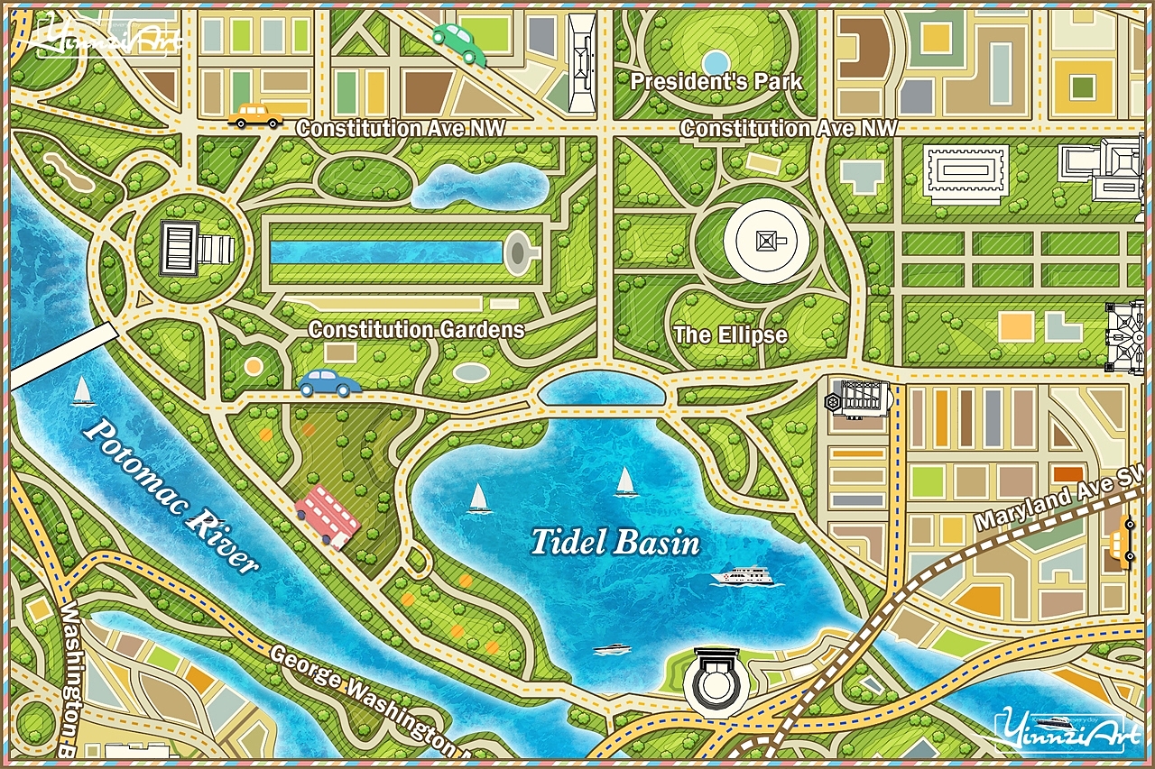 Illustration，Original painting，Map，Jigsaw puzzle，Game original，City illustration，poster，