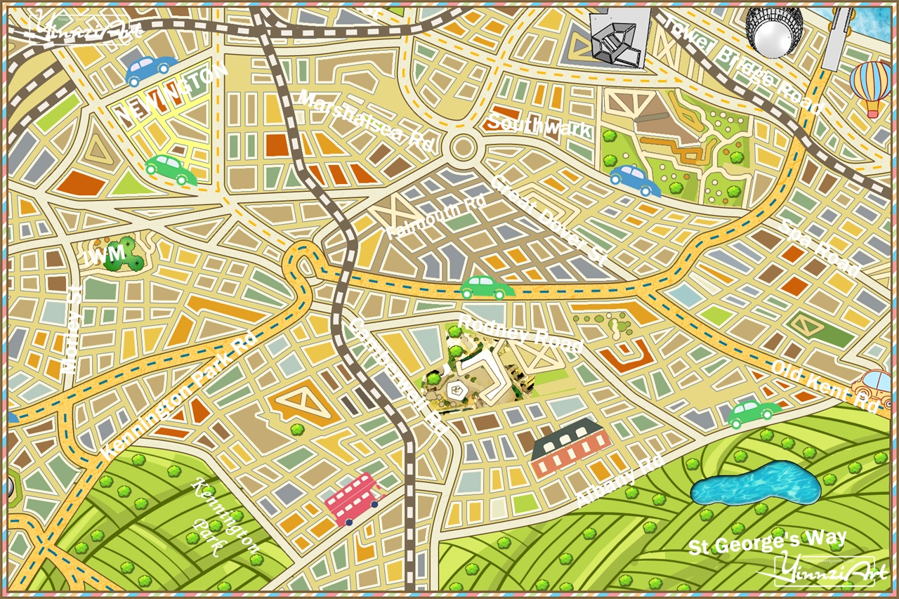 Illustration，Original painting，Map，Jigsaw puzzle，Game original，City illustration，poster，
