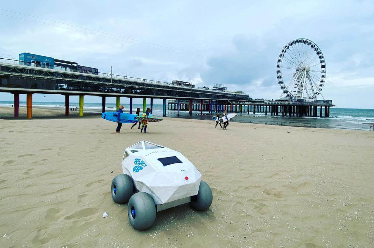 这台微软驱动的人工智能机器人清理海滩上乱扔的烟蒂