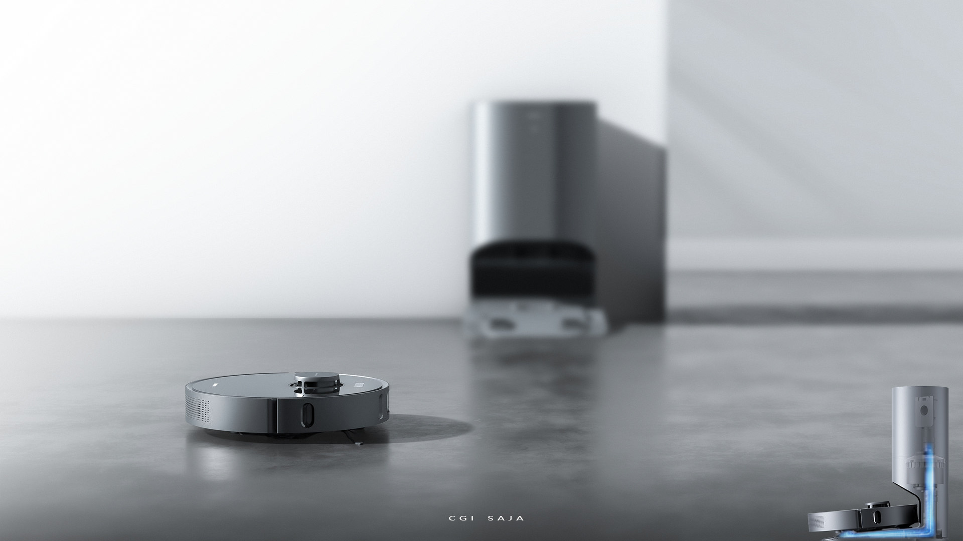 Washing machine，sweeping machine，Product rendering，cgi，