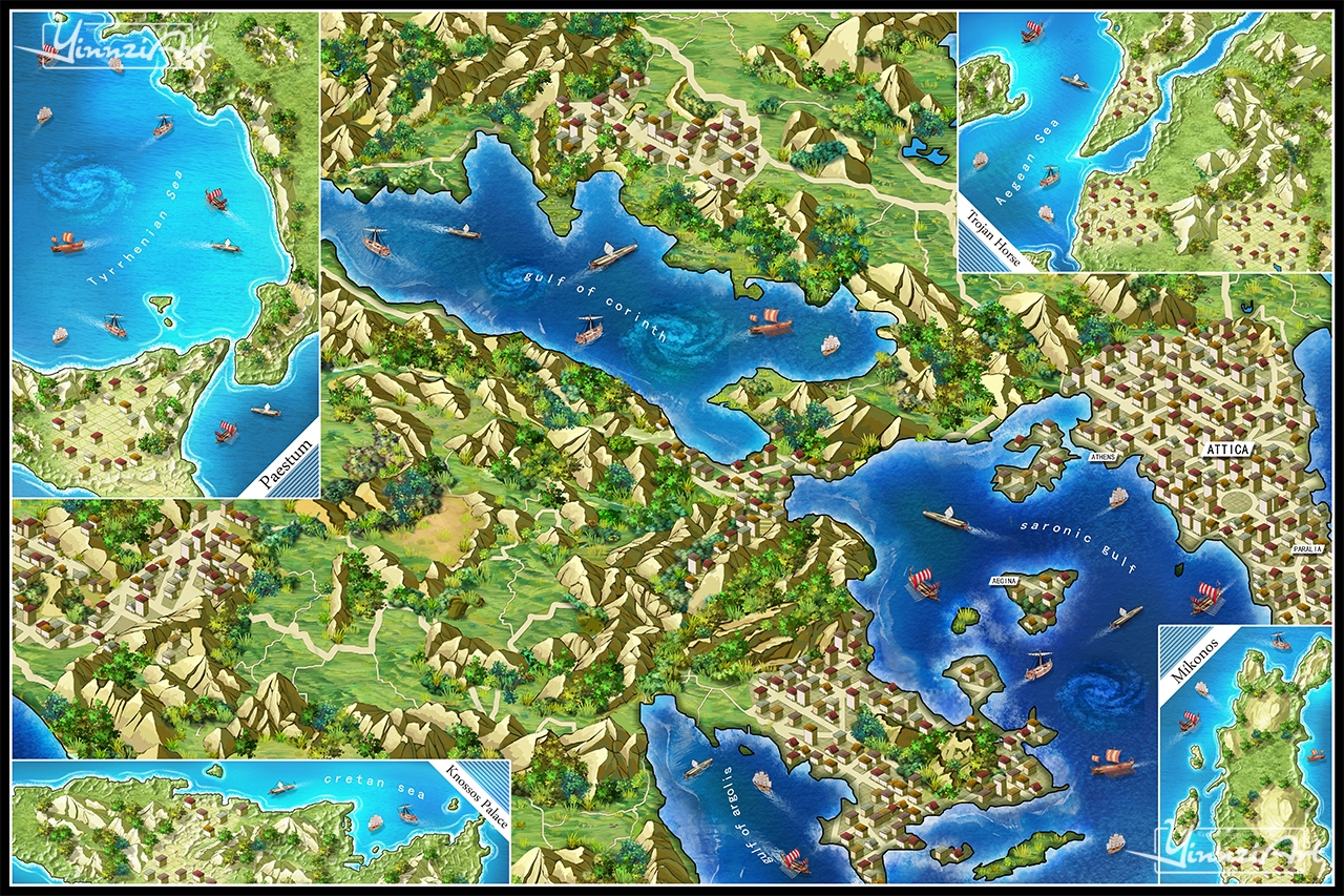 Original painting，Illustration，poster，Game original，City illustration，Map，Jigsaw puzzle，