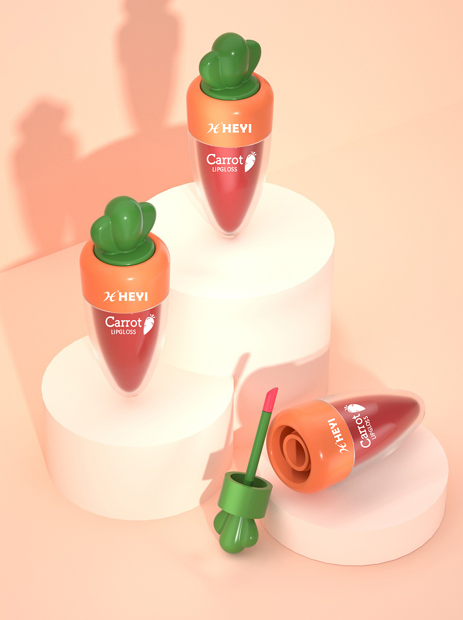 Carrot lip gloss bottle，Beauty makeup，