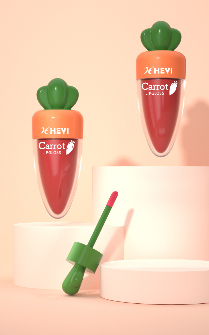 Carrot lip gloss bottle，Beauty makeup，