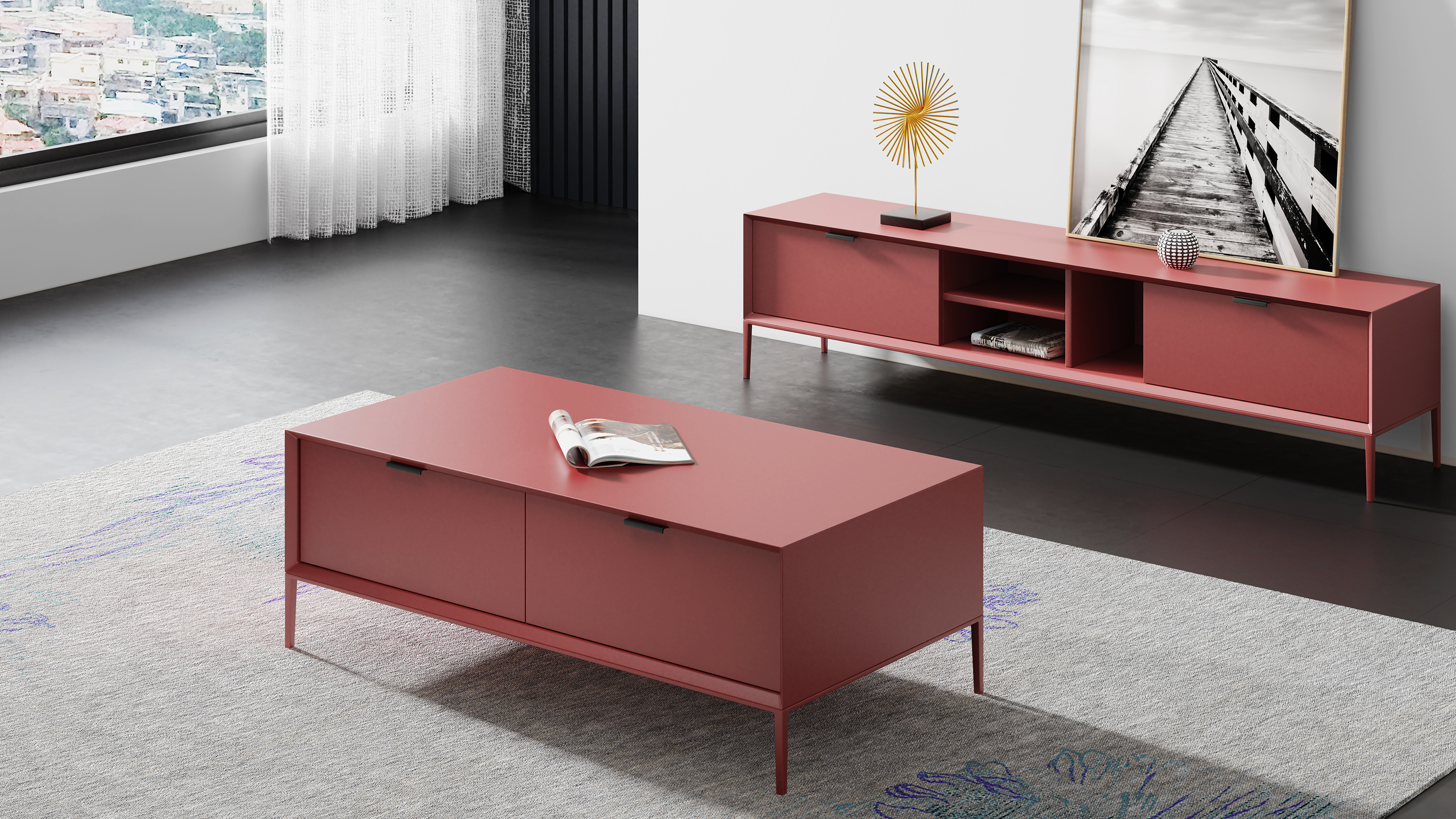 Furniture modeling tutorial，Tutorial furniture rendering，Furniture design course，Tea table TV cabinet，product design，Product modeling，Product rendering，Antique Valley fragrance，