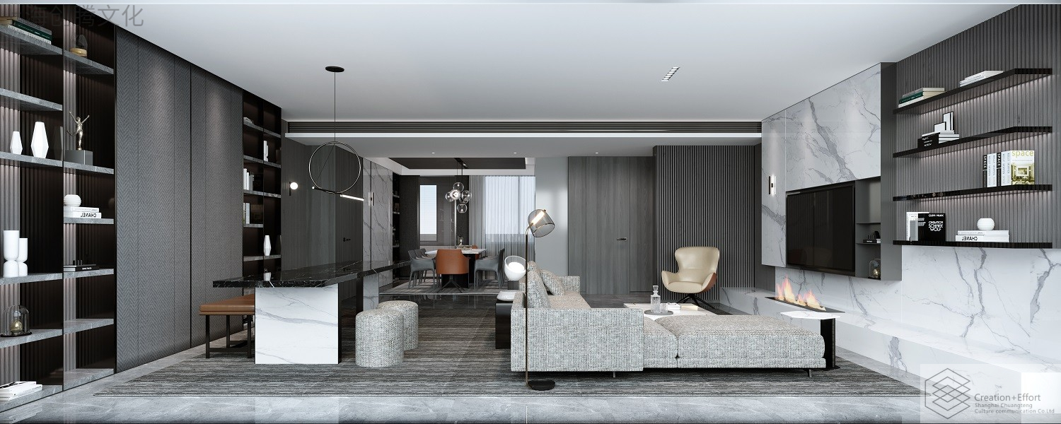 indoor，design sketch，home decoration design，a living room，restaurant，Study，kitchen，bedroom，