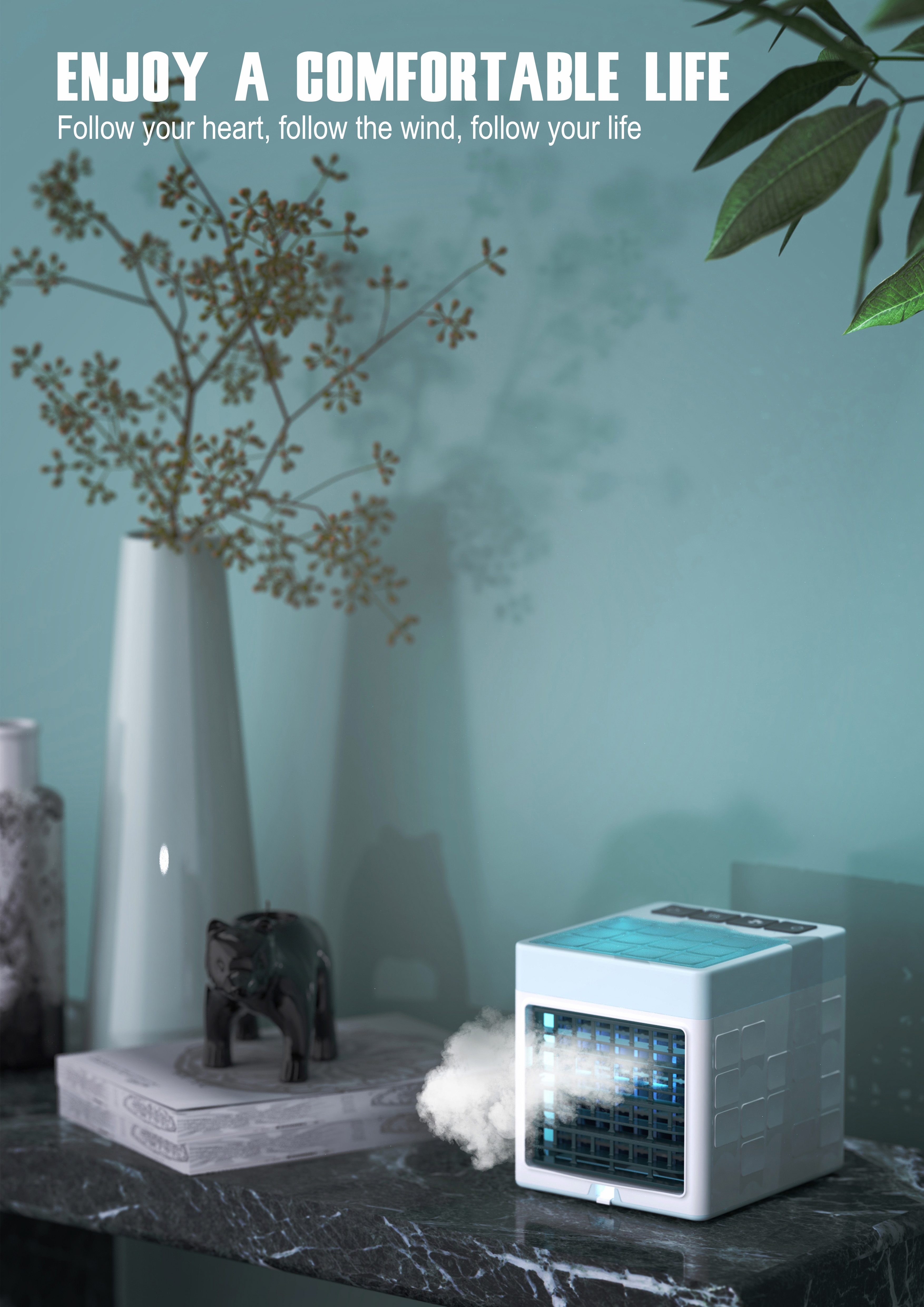 Small fan，Humidifier，product design，Humidification fan，Cooling fan，Desktop fan，ice block，