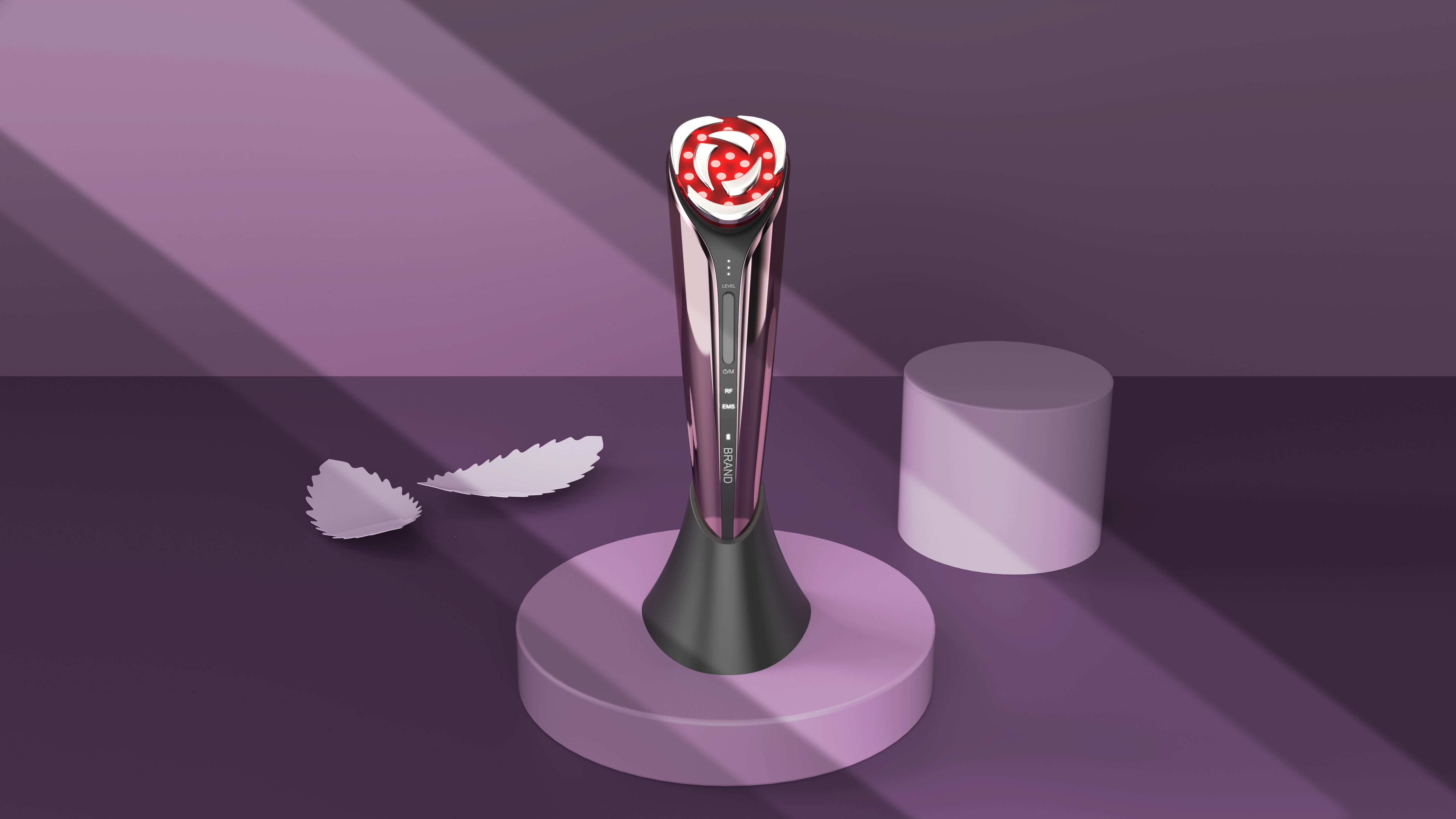 cosmetic instrument，EMS，RF，Radio frequency beauty instrument，petal，rose，Cool，Red light，