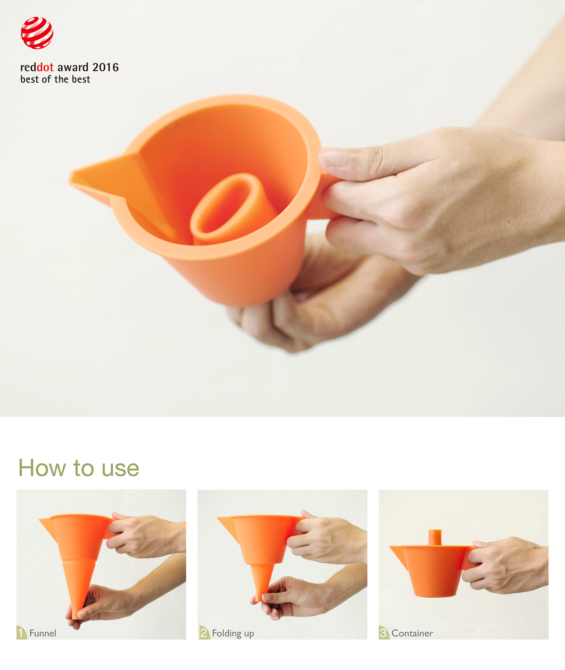 2016 red dot award，2016 Red Star Award，Kitchen funnel，Kitchen supplies，funnel，container，